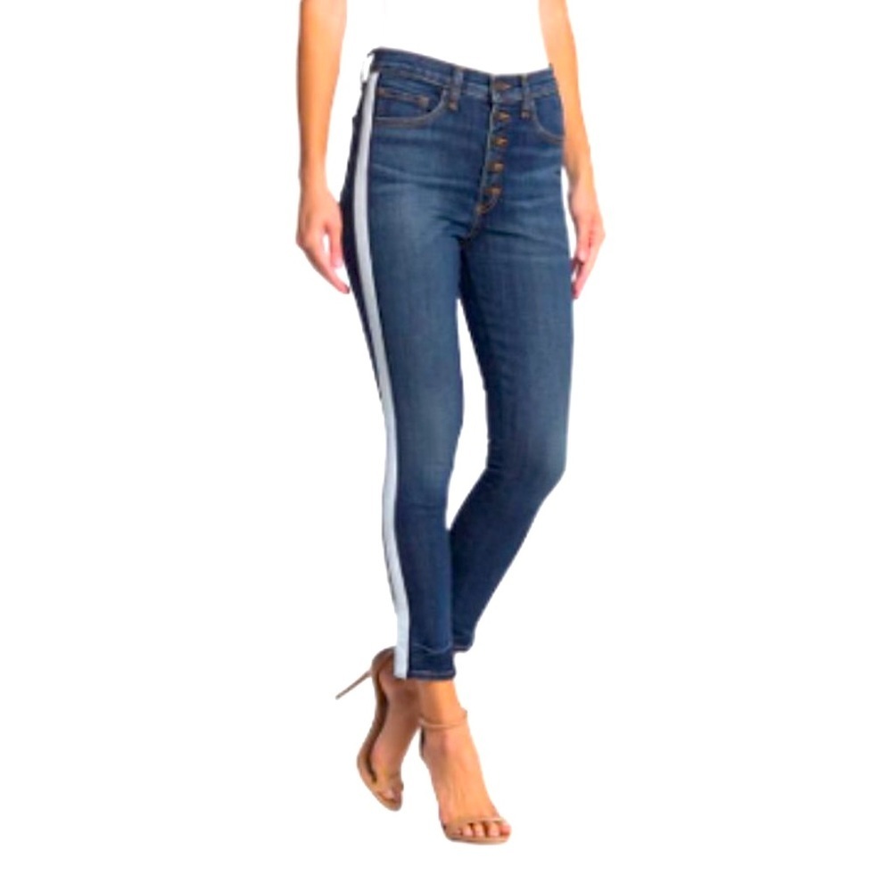 LIKE NEW Veronica Beard Blue Ankle Jeans with Light Blue Stripe